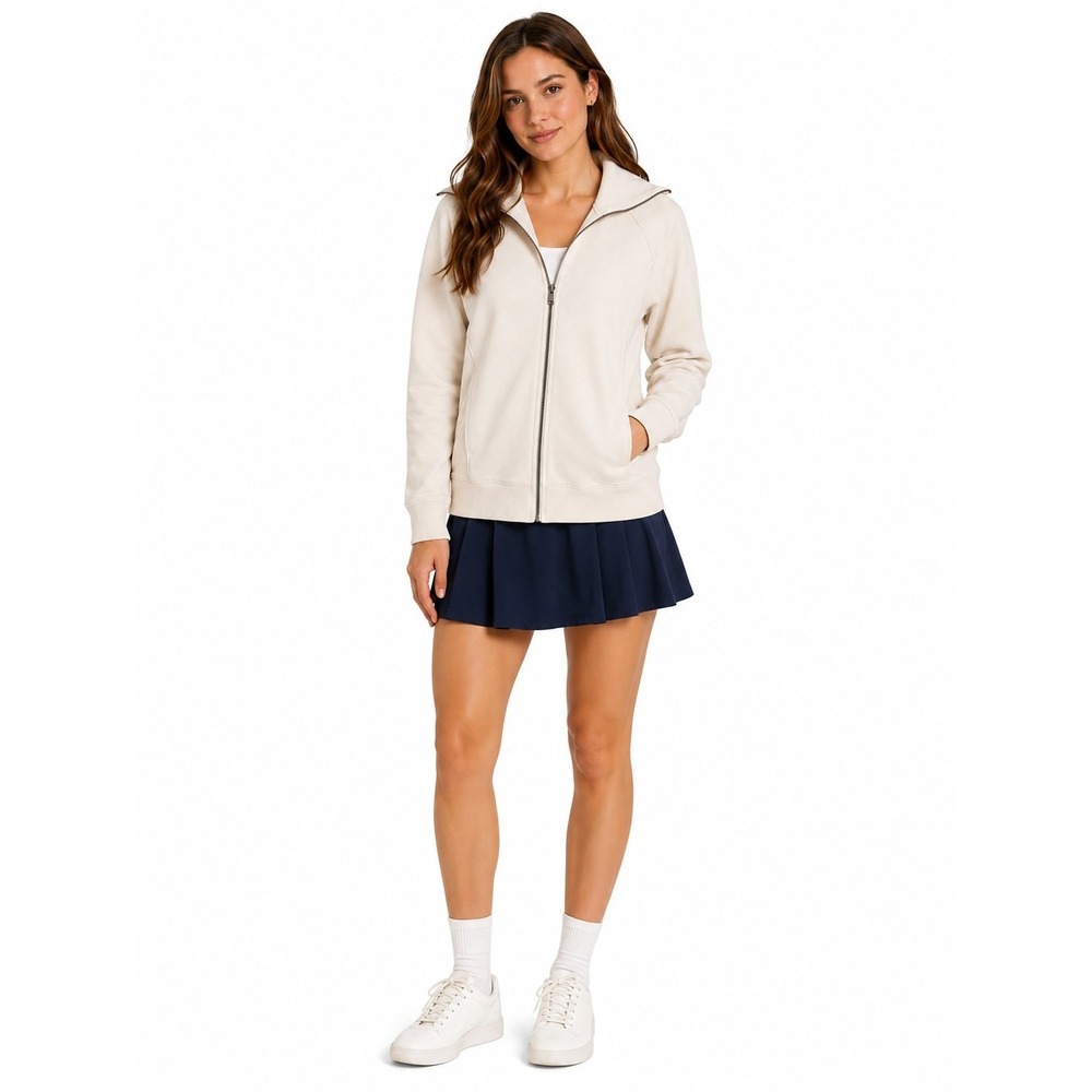 Spanx AirEssentials Luxe Full Zip Casual Athleisure Preppy Tunic Powder White S